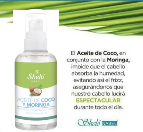 Aceite De Coco Moringa Y Shampoo De Moringa Antifrizz Shelo