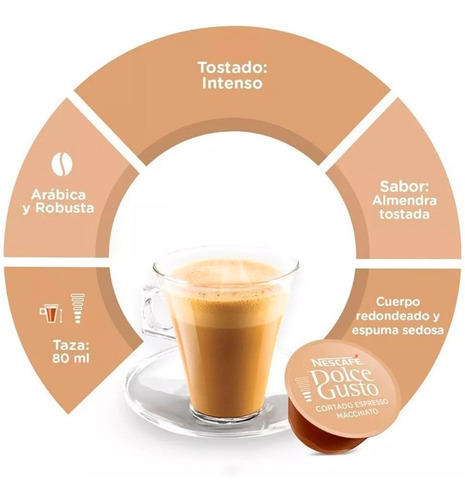 Imagen 2 de 7 de Capsulas Dolce Gusto Cortado Espresso Macchiato Nescafe X16