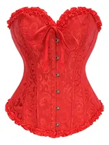 Comprar Corset Overbust Brocato Importado Rojo M