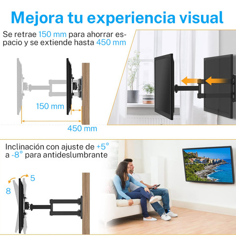Soporte De Monitor Tv Pantallas De 14 A60 Pulgada Máx 45kg Negro Mejora El Efecto De Pesaje Para Un Mejor Y Sólido, Aomu