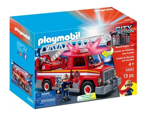 Playmobil 5682 Unidad De Rescate Con Escalera.camión Bombero