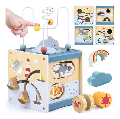 Brinquedo Montessori De Madeira Activity Cube Airlab Para Cr