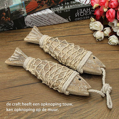 . 2 Piece Vintage Wooden Fish Ornament For Hanging