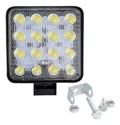 Faro Led Cuadrado 16 Led Luz Blanca Auto Camioneta Tractor