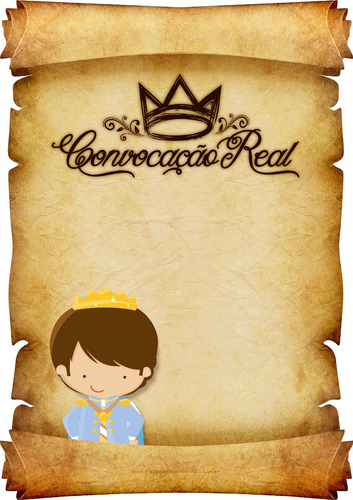 Imagem 6 de 10 de Convite Aniversário Infantil Pergaminho Tema Princípe 50unid