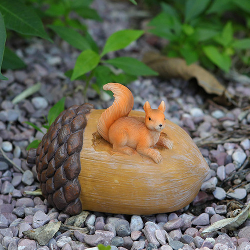 Decoración De Jardín, Estatua Artesanal Ardilla 13,7x9x9cm