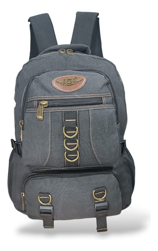 Mochila Masculina Resistente De Lona Compartimento Para Notebook Até 15.6 Universidade Trabalho Ou Viagem Cor Preto
