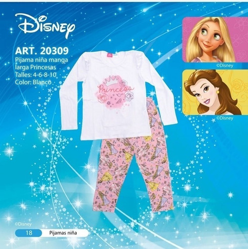 Imagen 3 de 8 de Pijama Niña Cocot Disney Estampado Princesa Art. 20309 T4/10