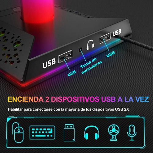 Soporte Para Auriculares Y Controles Con Luces Rgb Practico