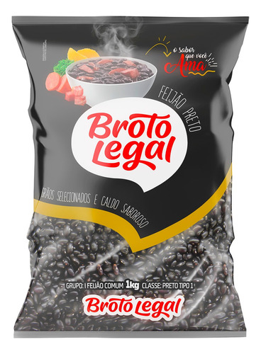 Feijão preto Broto Legal em pacote sem glúten 1 kg