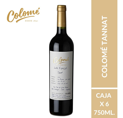 Imagen 2 de 10 de Vino Colomé Tannat Caja X 6 X 750ml. Envío Gratis!