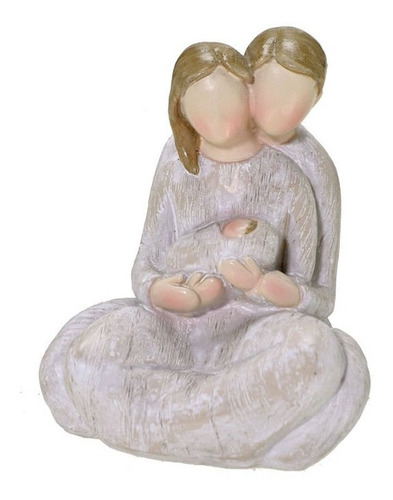 Escultura Casal Bebe No Colo Resina 10x10cm