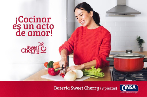 Imagen 9 de 10 de Batería De Cocina Sweet Cherry 8 Piezas Cinsa Color Rojo