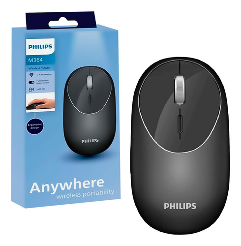 Mouse Inalambrico Philips M364 Anywhere Color Negro Vdgmrs