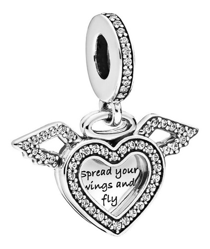 Charm Dije Pulsera De Plata 925 Colgante Corazón Vuela