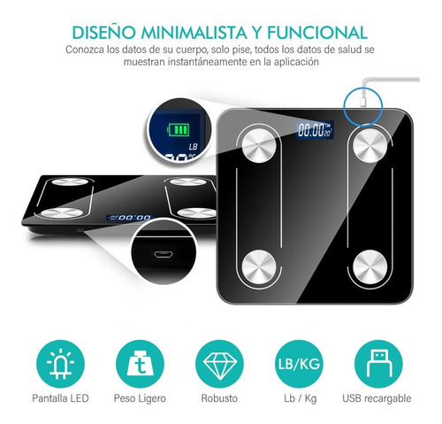 Imagen 5 de 7 de Digital Báscula Para Grasa Con App Bluetooth