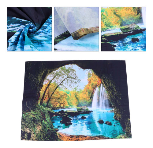Toalla De Playa Con Patrón De Paisaje De Cueva Y Río