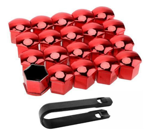 6 Tapa De Tornillo De Cubo De Perno De Neumático Rojo 21mm