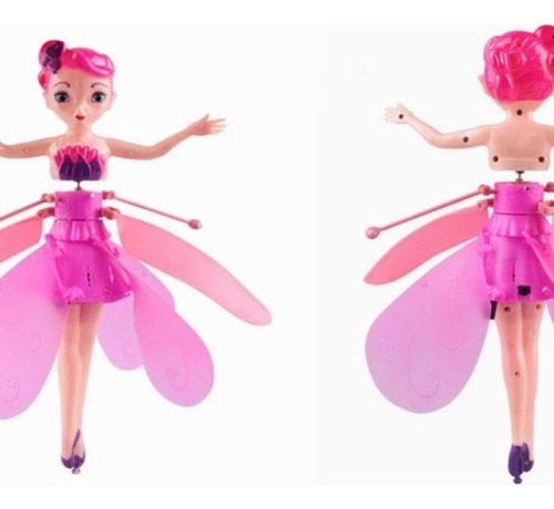 Muñeca Hada Voladora Con Luces Color Rosa