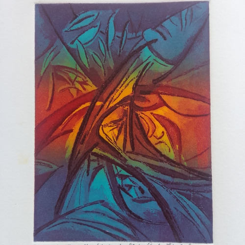 Gladys Iris Echegaray Aguafuerte Color Firmado 20x15cm