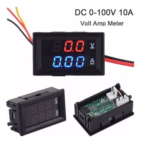Voltimetro Amperimetro Digital Dc 0-100v 10 Amp Panel