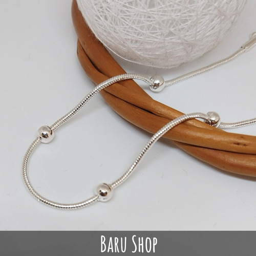 Imagen 3 de 7 de Pulsera De Acero Blanco Detalle De Bolita Pequeña.