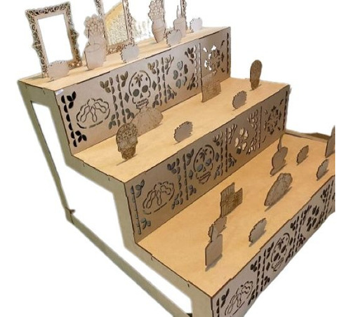 Altar Decorativo Día De Muertos Mdf 3 Niveles Ofrenda