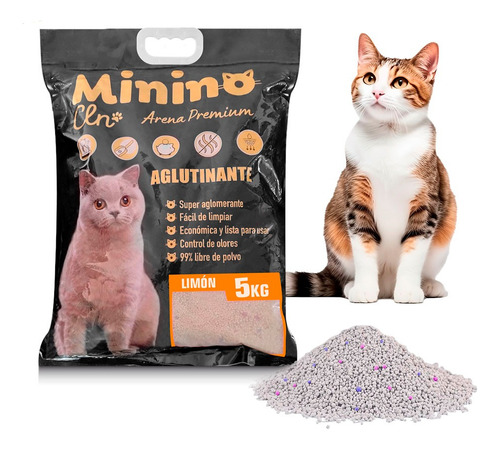 Minino Arena Premium Para Gatos Aglutinante X 5k Limón