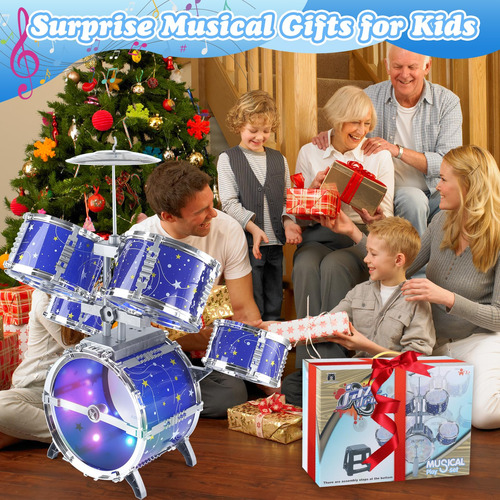 Juego De Batería Niños Pequeños Azul Navidad