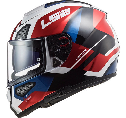 Capacete Ls2 Vector Ff397 Evo Automat Branco Azul Tricompost Cor Branco/Azul/Vermelho Tamanho do capacete 62