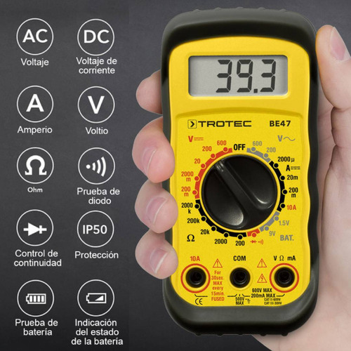 Tester Multimetro Digital Profesional 600v 10a Trotec Be47