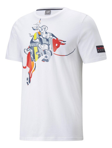 Polera Algodon Puma Rbr Dynamic Bull Logo Tee Blanco Hombre