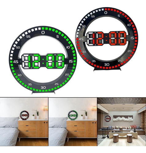 2x Led Reloj De Pared Digital Alarma Reloj Electrónico Usb