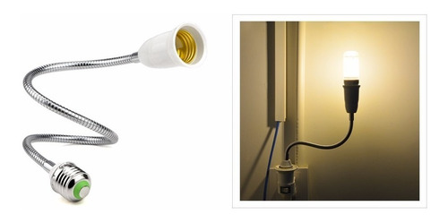 Imagem 4 de 5 de Soquete Bocal Prolongador Flexivel Lampada E27 20cm