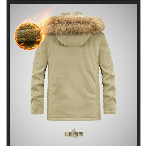 Abrigo Algodón Con Cuello Pelo Felpa Invierno Para Hombre