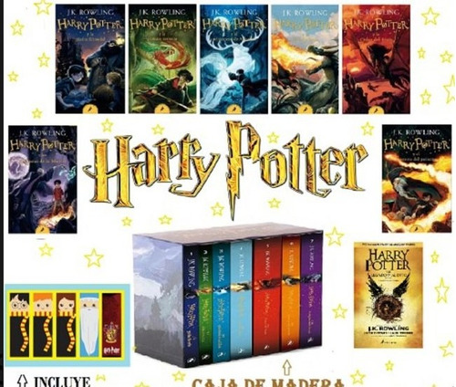Saga 8 Libros Harry Potter J K Rowling Caja Premium Madera