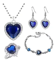 Comprar Joyas Titanic Collar, Aretes, Pulsera, Azul Océano Caja