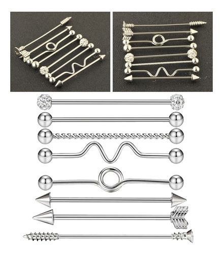 Imagem 3 de 12 de 32pcs Bola Piercing Industrial Barra Orelha Barra Brinco 14g