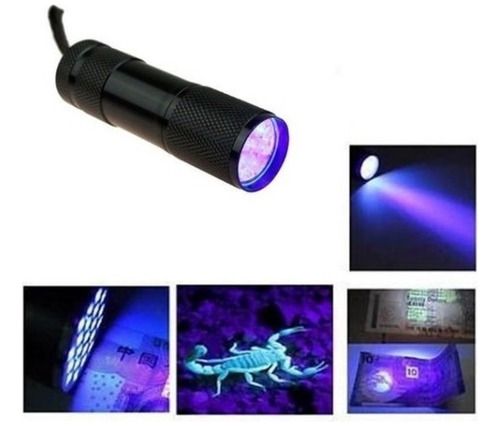 Lanterna Ultravioleta Luz Negra Uv 9 Led Nota Falsa Unha Gel