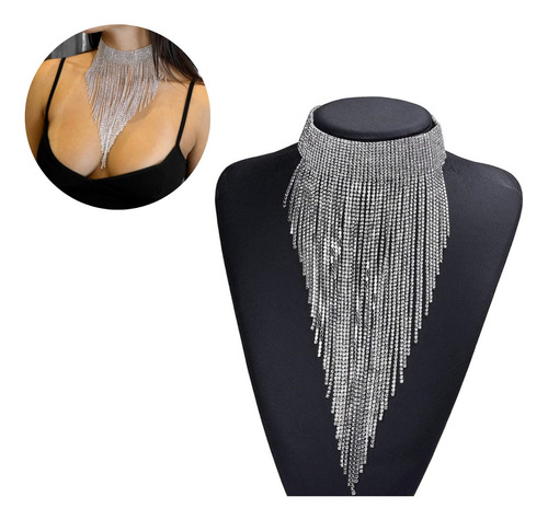 Collar Gargantilla Strass Brillantes Cadenas Largas 