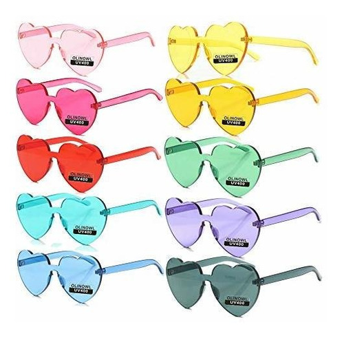 Lentes De Sol - Olinowl Heart Oversized Rimless Sunglasses O