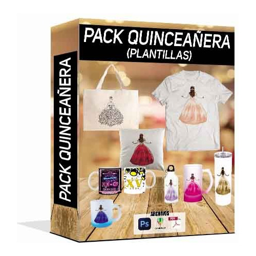 Pack Quinceañera Diseños (sublimado Polos, Tazas, Stickers)