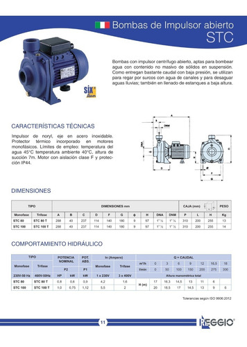 Bomba Centrifuga Reggio Stc 100 1 1/2 X 1 1/2 1hp 220v