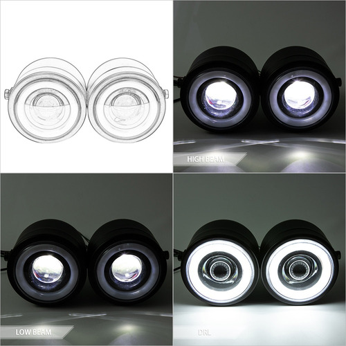 Farol Delantero Moto Doble Angel Eye Led Cafe Street Hq Pem