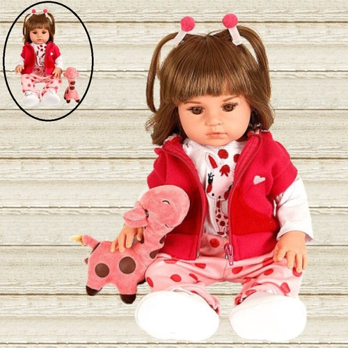 Boneca Bebê Reborn Com Pelúcia Chupeta Mamadeira E Enxoval