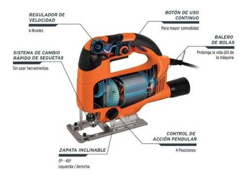 Imagen 2 de 5 de Sierra Caladora Profesional Eléctrica 650w Truper
