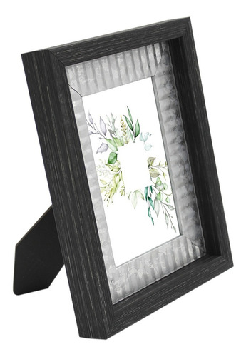 Portarretrato Madera Negro Doble Marco Aluminio 5x7 13x18 Color Gris