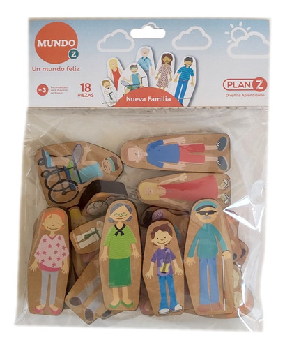 Imagen 3 de 9 de Muñecos Madera Familia Figuras Juegos Didacticos Niños