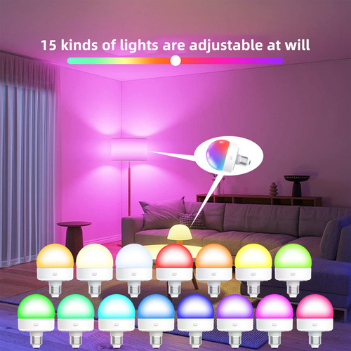 2pcs Bombilla Led Recargable Rgb Con Remoto Base E26 O E27