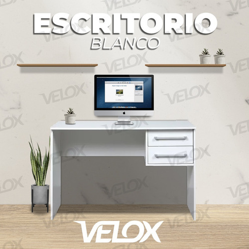 Escritorio De Oficina 2 Cajones Melamina Mesa Notebook Pc